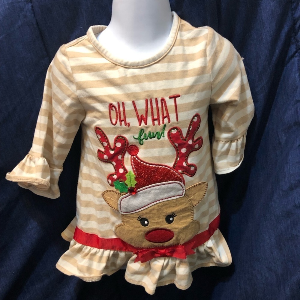 Rare Editions Girls Christmas Reindeer Top
